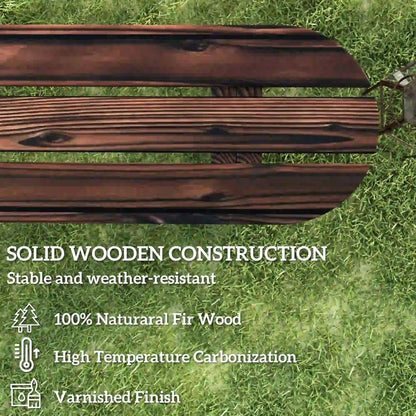 2-Person Outdoor Bench, Wood Garden Bench with Wagon Wheel Legs, Carbonized Outdoor Benches at Gallery Canada