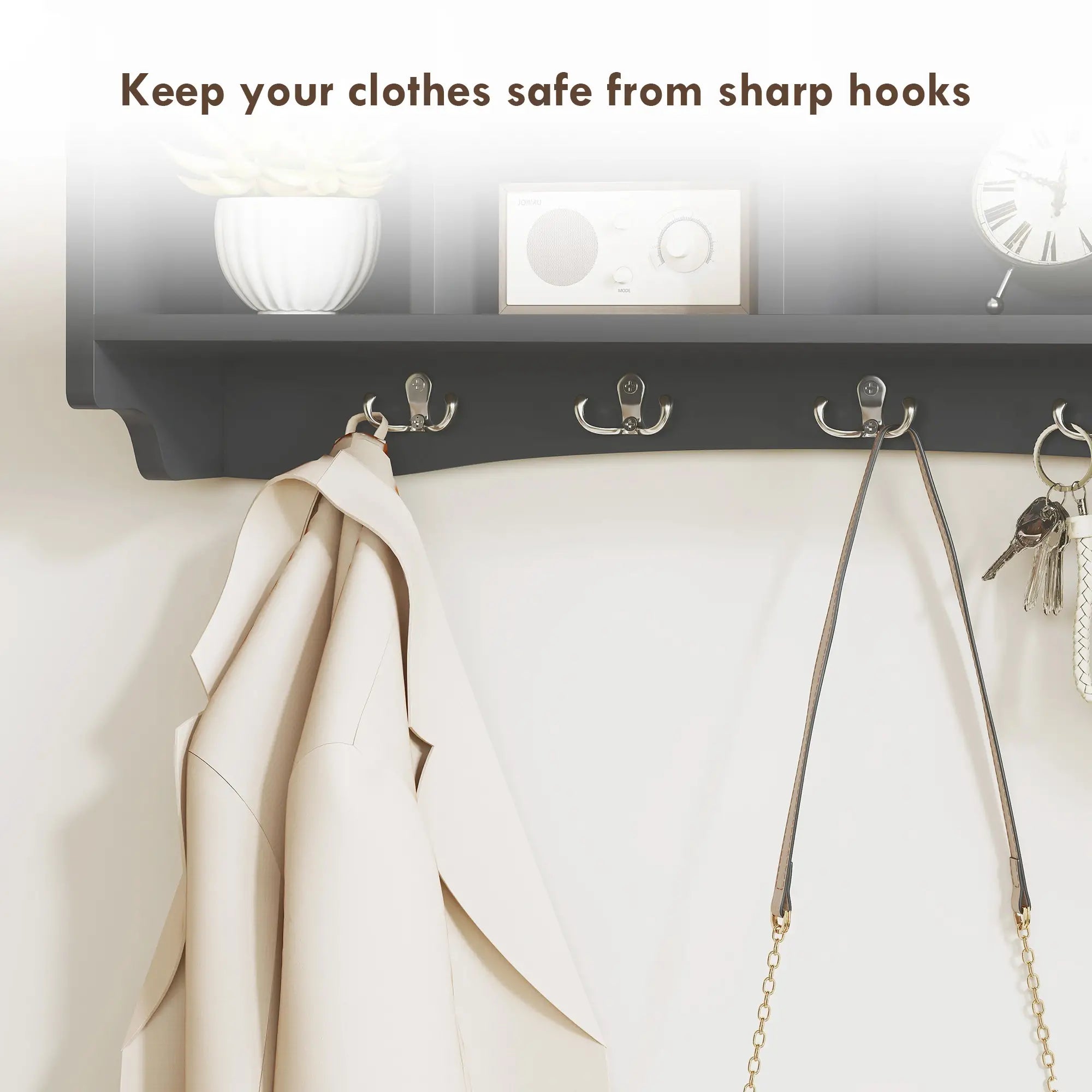 Wall Mount Coat Rack with Shelf, 28