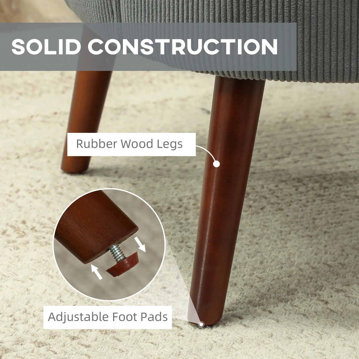 Modern Accent Chair, Upholstered Armchair, Solid Wood Legs, Lumbar Pillow, Grey Accent Chairs at Gallery Canada