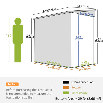 4.3' x 6.3' Metal Outdoor Storage Shed With Lockable Door, Dark Grey Sheds at Gallery Canada