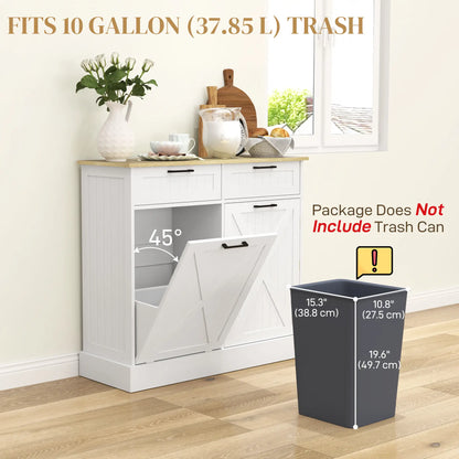 10 Gallon Hidden Garbage Bin Cabinet, Tilt Out Trash, White Bar Cabinets at Gallery Canada