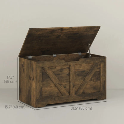 31.5 Inches Wooden Storage Chest, 2 Safety Hinges, Brown Wood Grain Storage Cabinets at Gallery Canada