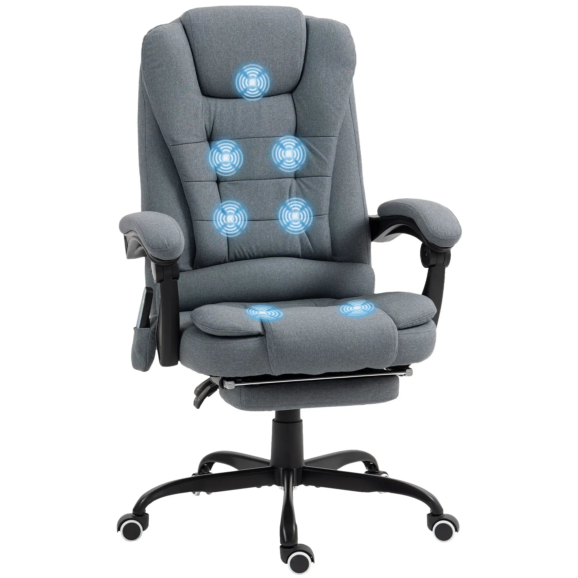 7-Point Vibrating Massage Chair, Reclining Office Chair with Footrest, Grey Massage Chairs at Gallery Canada