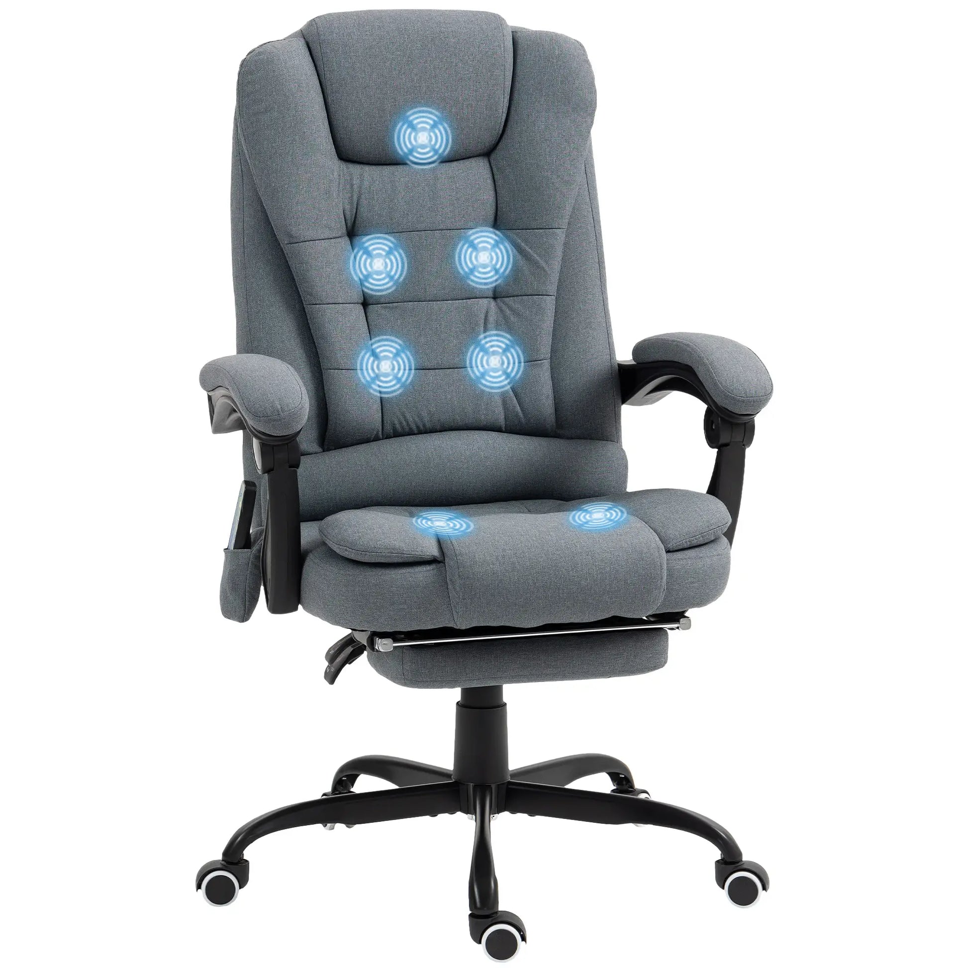 7-Point Vibrating Massage Chair, Reclining Office Chair with Footrest, Grey Massage Chairs at Gallery Canada