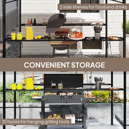 8' x 5' Hardtop Grill Gazebo, PC Board Roof, 2 Shelves, 10 Hooks BBQ Grill Gazebos at Gallery Canada