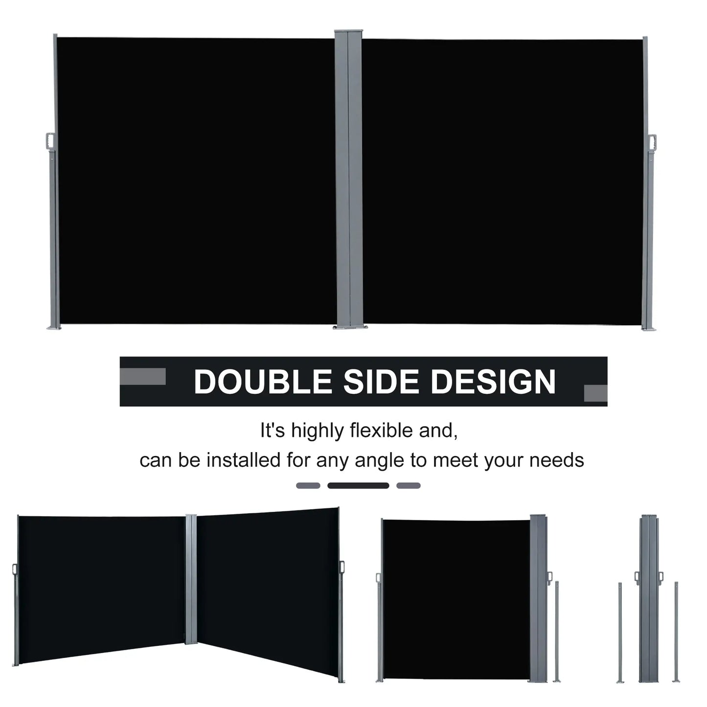 Retractable Double Side Awning, Folding Privacy Screen, Black Side Awnings at Gallery Canada