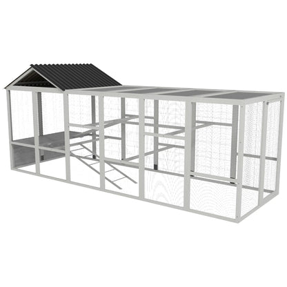 142 Outdoor Wooden Chicken Coop with Run, Ramps, Perches, Grey Chicken Coops at Gallery Canada