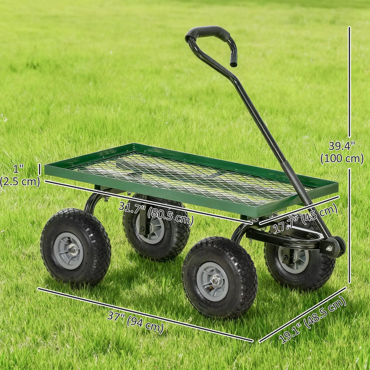Heavy Duty Garden Wagon, 10" Wheels, 330 lbs, Black Folding Garden Carts at Gallery Canada