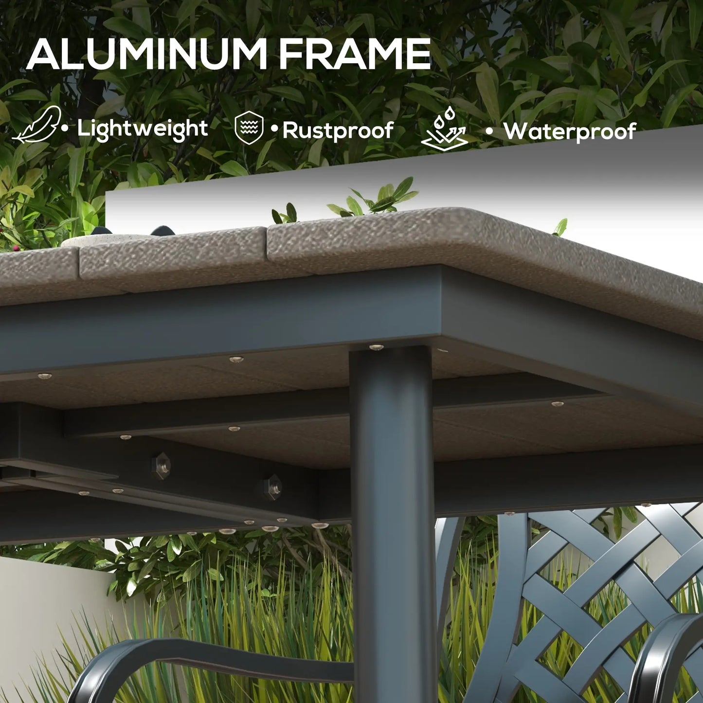 47 Outdoor Dining Table, Aluminium Frame, HDPE Top, Dark Grey Patio Dinning Tables at Gallery Canada