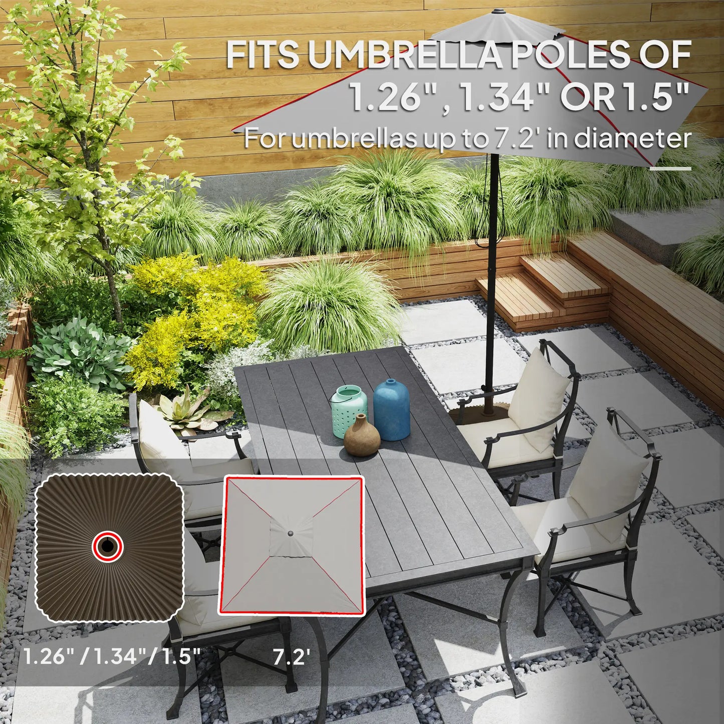 Heavy Duty Outdoor Umbrella Stand Base, 17.7" L x 17.7" W x 11.8" H, Brown Umbrella Bases at Gallery Canada