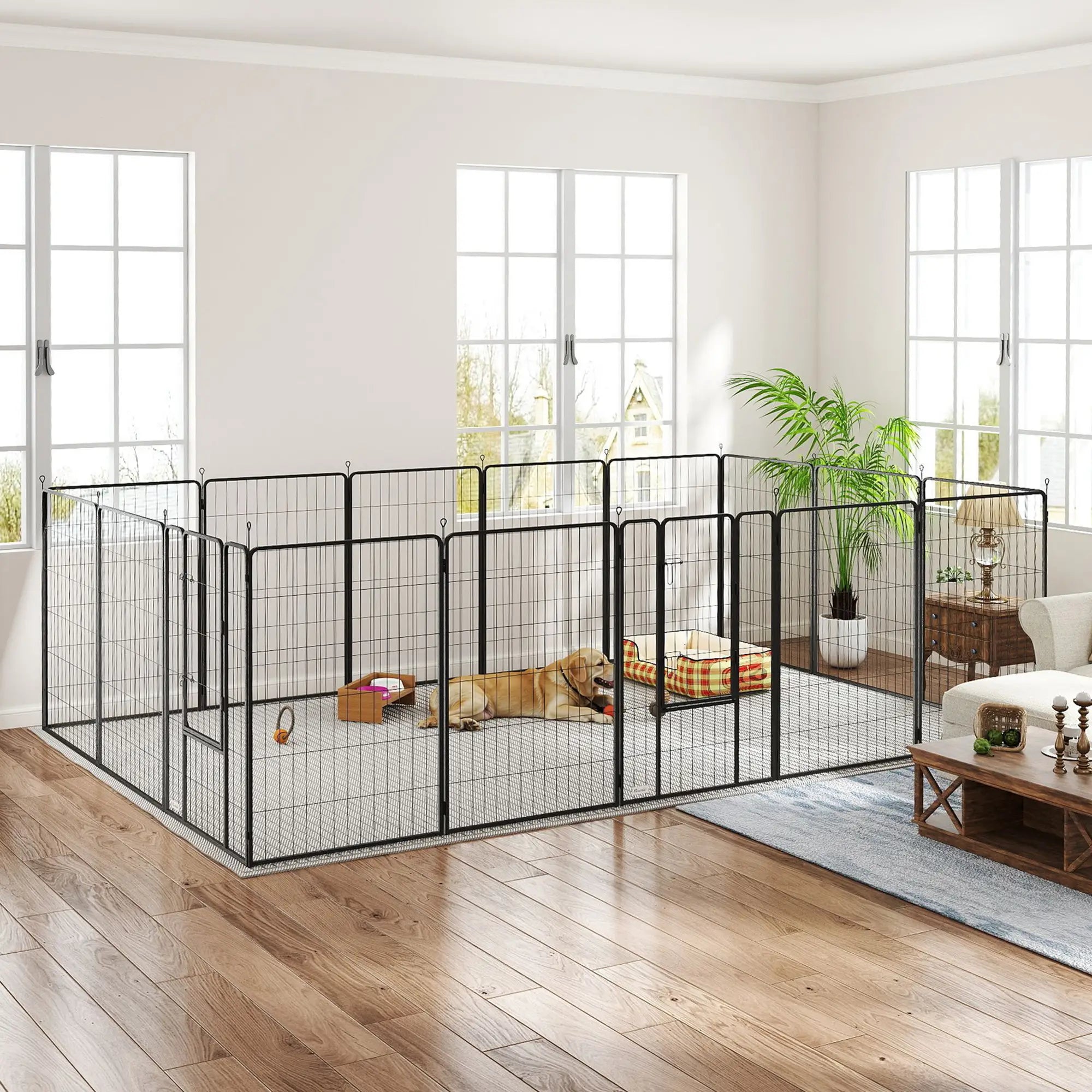 Heavy Duty Pet Playpen, 16 Panels Steel Dog Fence, 47