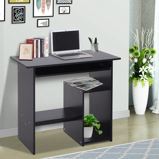 Compact Computer Desk with Keyboard Tray, Storage Shelf &; CPU Stand for Home Office Black - Gallery Canada