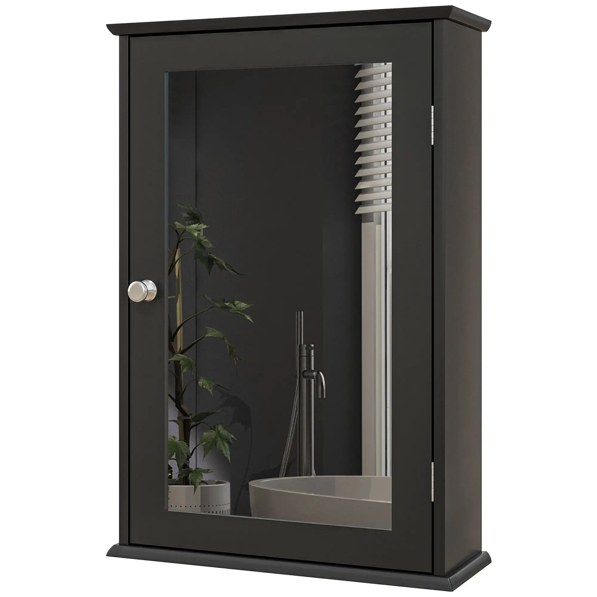 Wall Mounted Bathroom Mirror Cabinet with Shelves, Black Mirror Medicine Cabinets Black at Gallery Canada