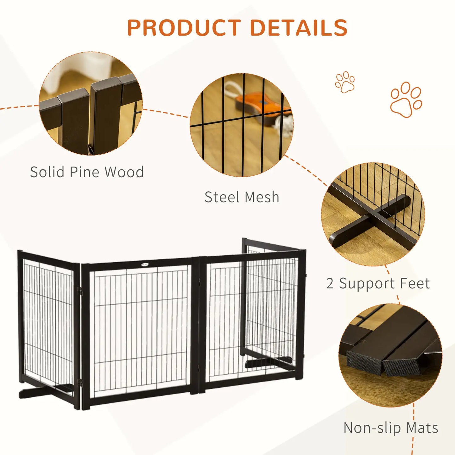 Wooden Dog Gate, 4 Panel, Foldable Pet Fence, For Small & Medium Dogs Houses, Kennels & Pens at Gallery Canada
