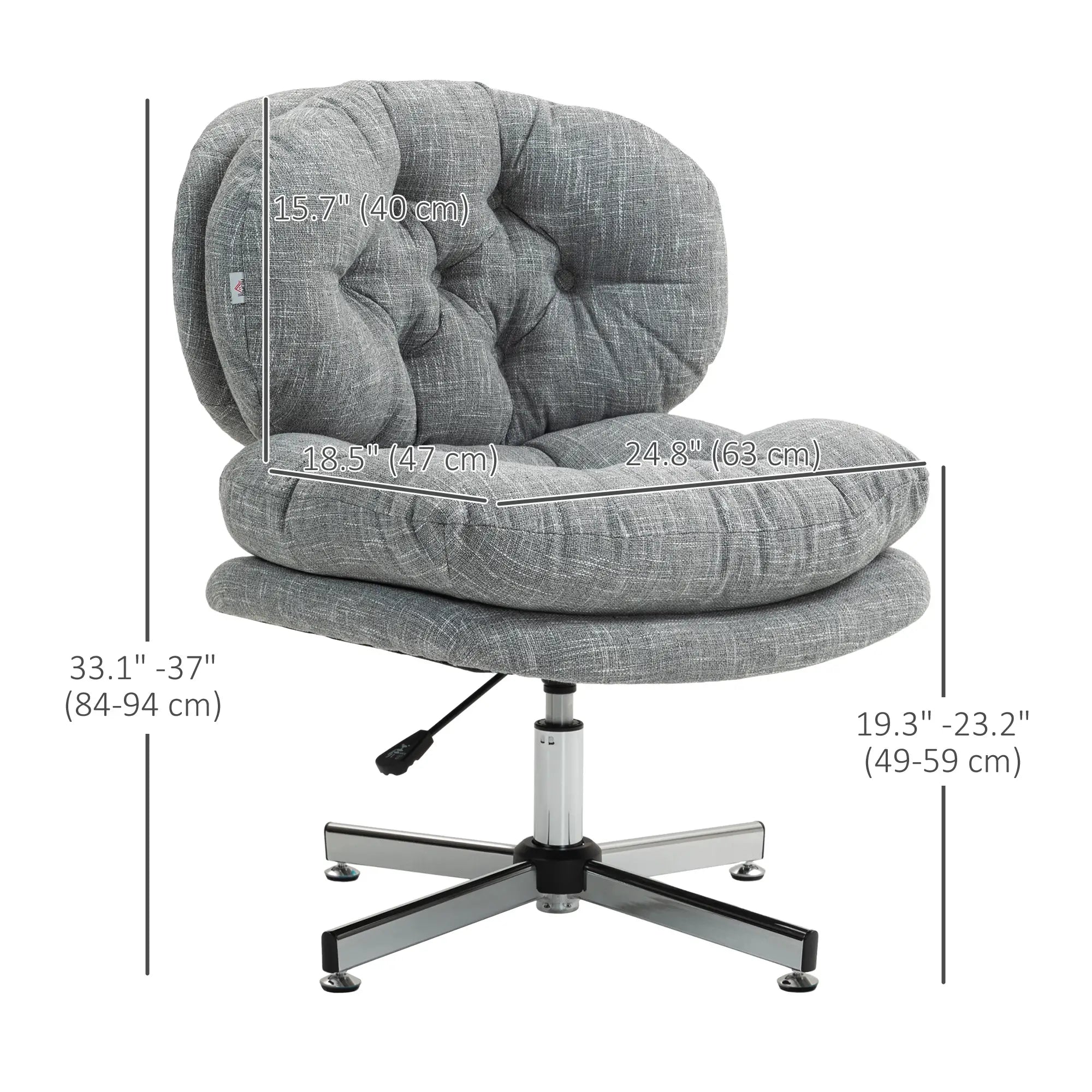 Armless Office Chair, Wide Padded Seat, Adjustable Height, Grey Task Chairs at Gallery Canada