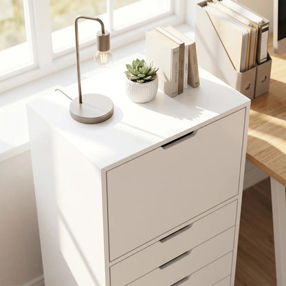Mobile File Cabinet, 5 Drawers, White
