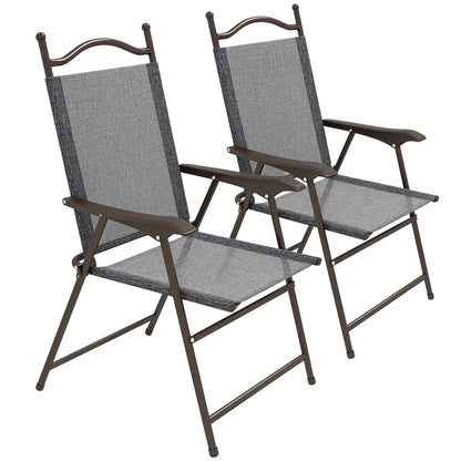 2 Folding Camping Chairs, Mesh Fabric Seat, Armrest, Lawn Sports Chairs Patio Chairs at Gallery Canada