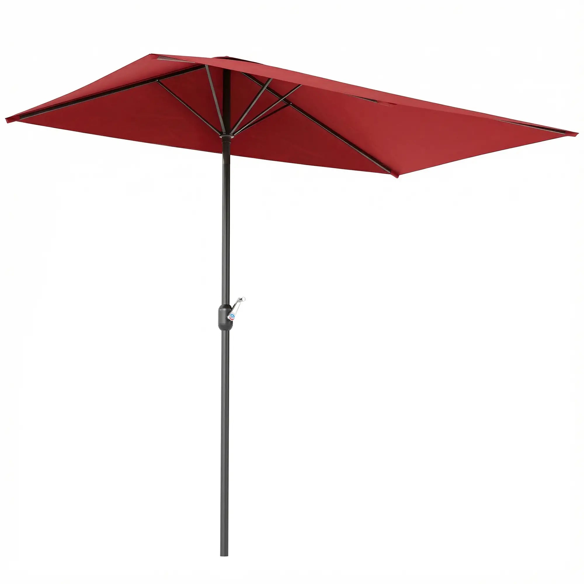 8Ft Half Round Umbrella, Outdoor Patio Balcony Sun Shade w/5 Ribs Half Round Umbrellas Wine Red at Gallery Canada