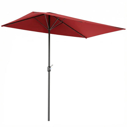 8Ft Half Round Umbrella, Outdoor Patio Balcony Sun Shade w/5 Ribs Half Round Umbrellas Wine Red at Gallery Canada