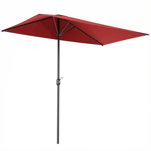 8Ft Half Round Umbrella, Outdoor Patio Balcony Sun Shade w/5 Ribs