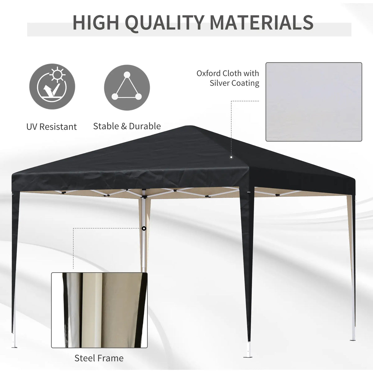 10 x 10ft Folding Pop Up Tent, Outdoor Gazebo Canopy, Black Pop Up Canopies at Gallery Canada