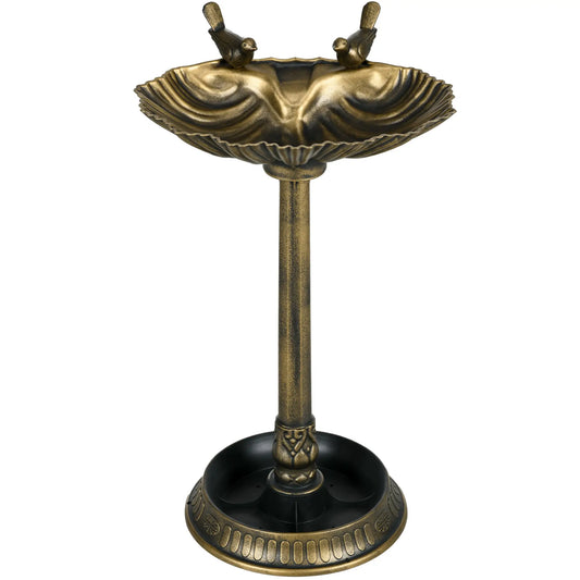 32" Vintage Bird Bath with Decorative Birds, Flower Planter Base, Bronze Garden Decor Bronze at Gallery Canada