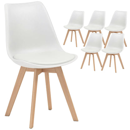 Rubber Wood Dining Table Chairs Set, 6 Chairs, PU Leather Cushion Dining Chairs at Gallery Canada