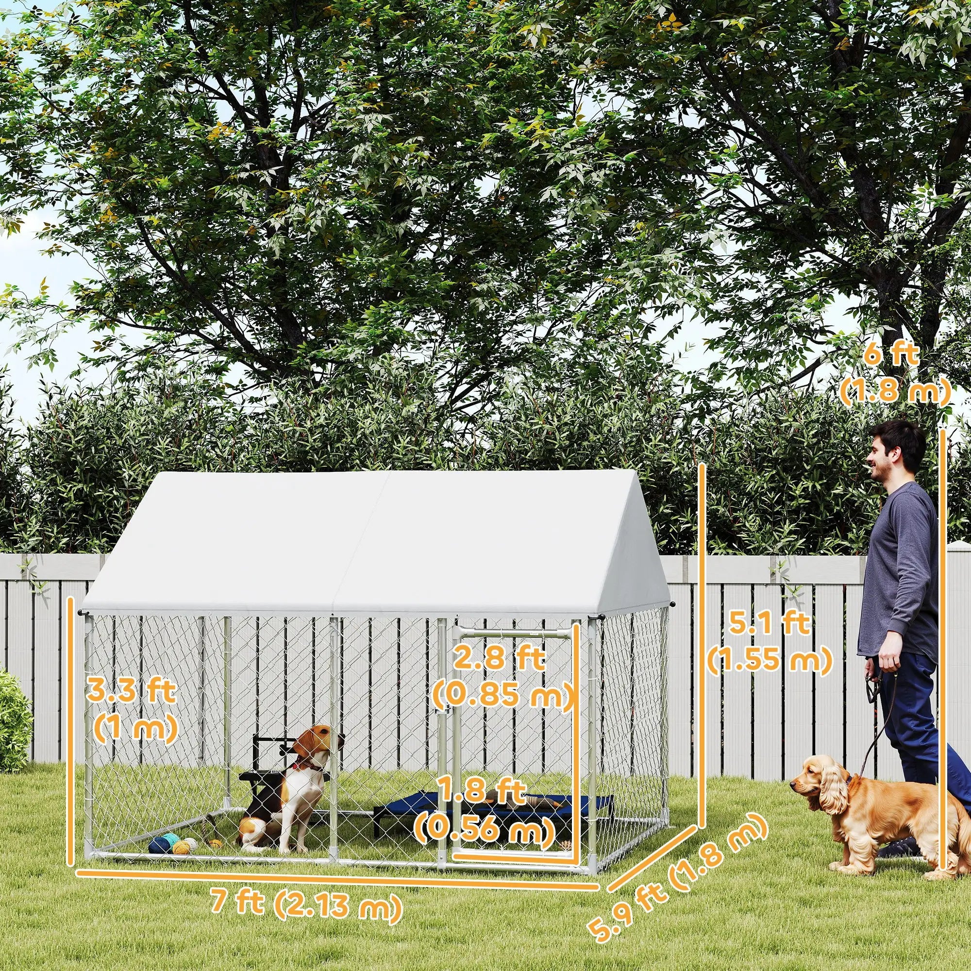 Outdoor Dog Kennel, Waterproof Anti-UV Cover, Quick-Connect Frame, Secure Lock Houses, Kennels & Pens at Gallery Canada