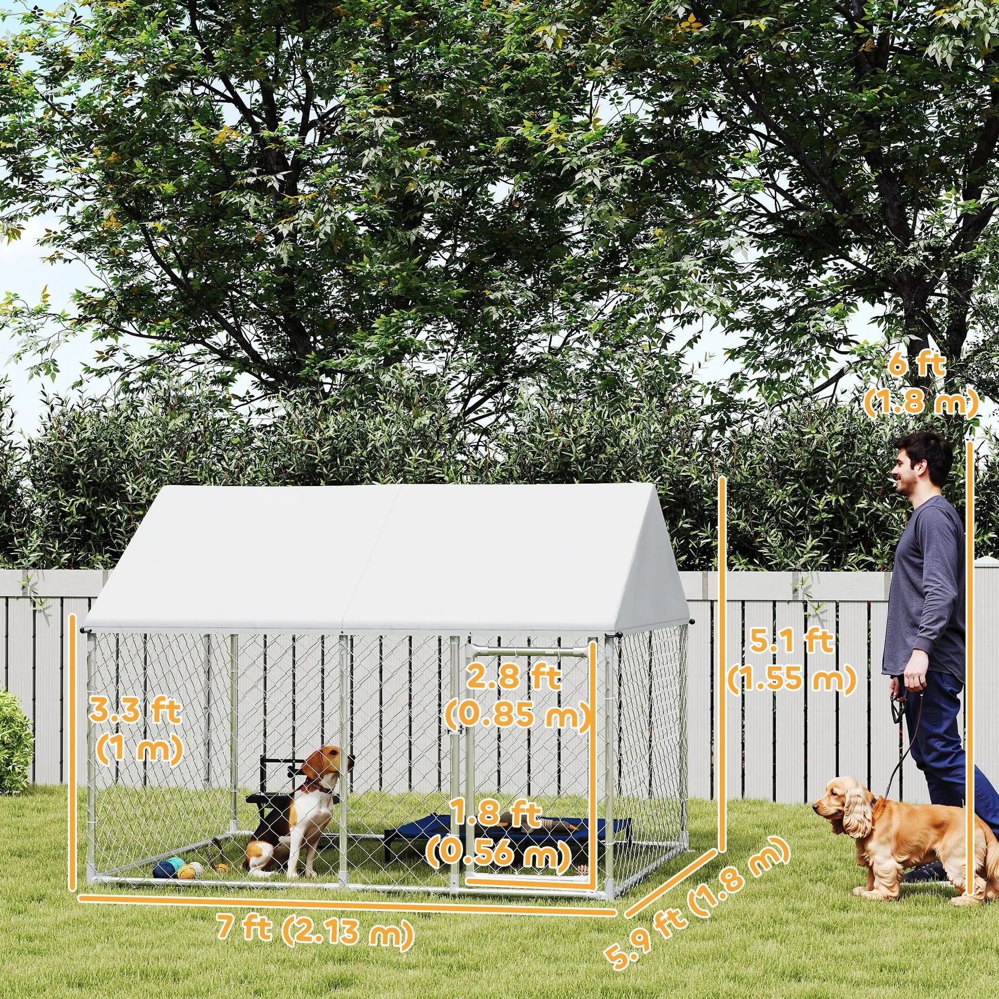 Outdoor Dog Kennel, Waterproof Anti-UV Cover, Quick-Connect Frame, Secure Lock Houses, Kennels & Pens at Gallery Canada
