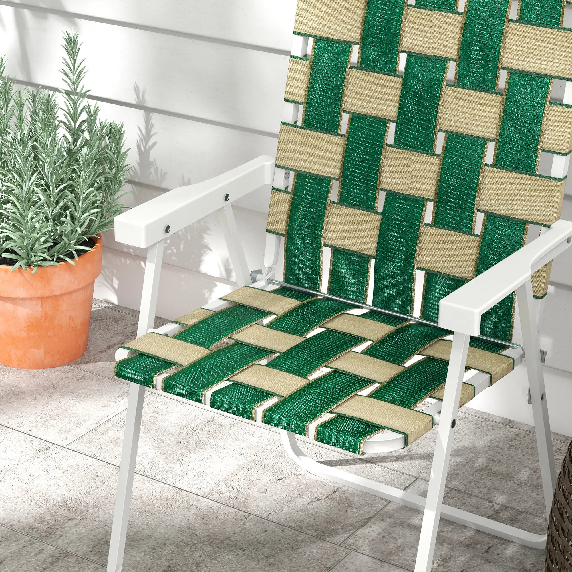 Folding Patio Chairs Set, 4 Pack With Armrests, Green Patio Chairs at Gallery Canada