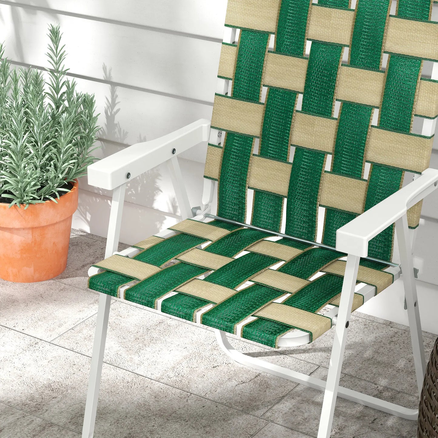 Folding Patio Chairs Set, 4 Pack With Armrests, Green Patio Chairs at Gallery Canada
