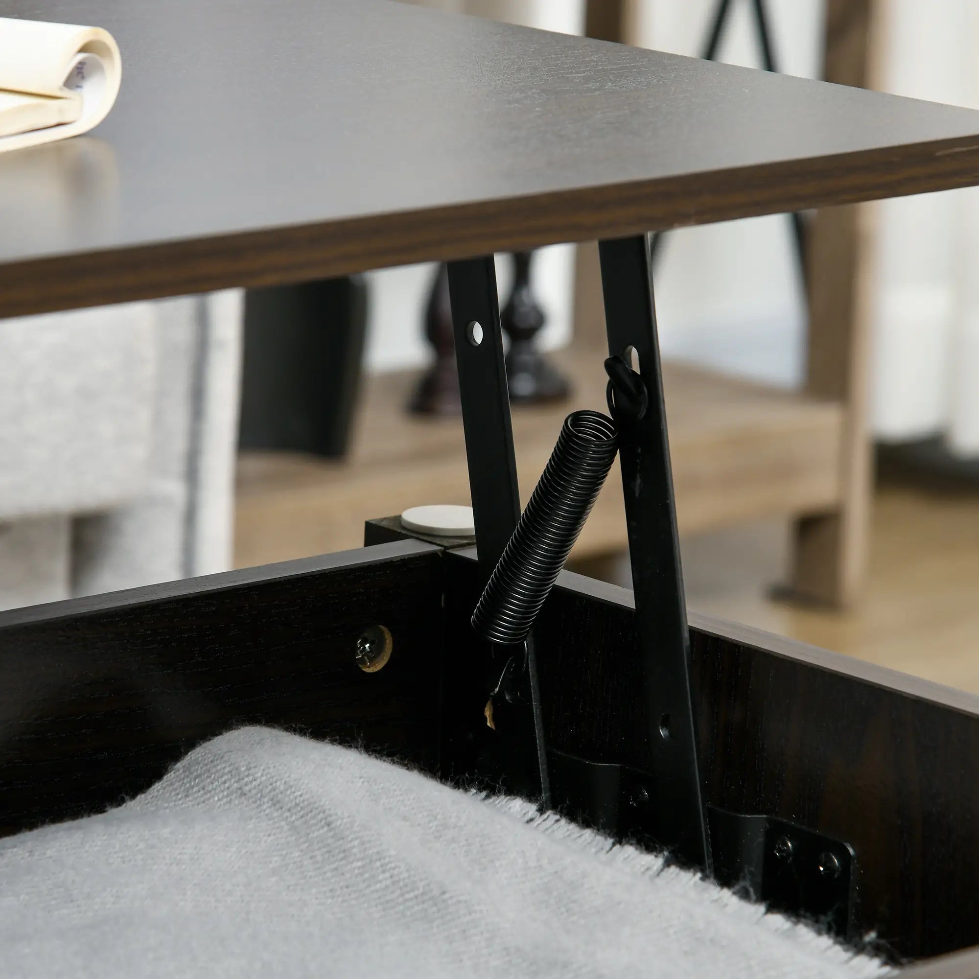 Lift Top Coffee Table, Hidden Storage, 3 Shelves, Espresso Coffee Tables at Gallery Canada