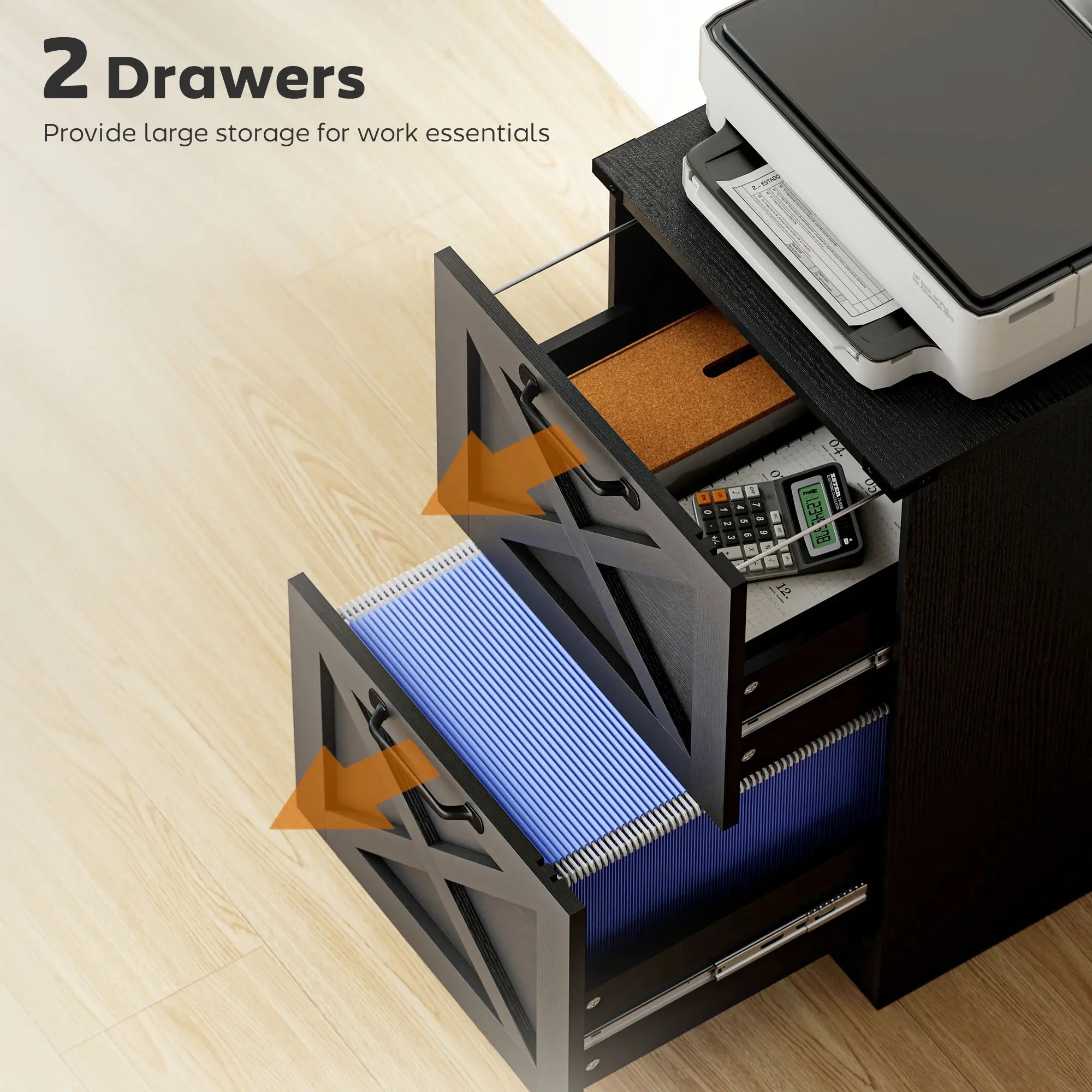 2-Drawer File Cabinet, Silent Slides, Vertical Farmhouse, Black Office Cabinets & Cupboards at Gallery Canada
