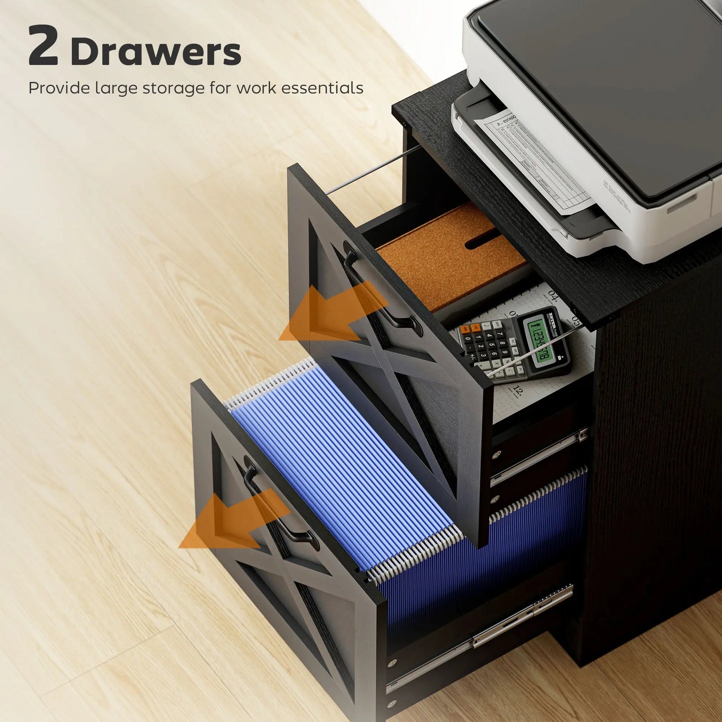 2-Drawer File Cabinet, Silent Slides, Vertical Farmhouse, Black Office Cabinets & Cupboards at Gallery Canada