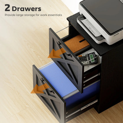 2-Drawer File Cabinet, Silent Slides, Vertical Farmhouse, Black Office Cabinets & Cupboards at Gallery Canada