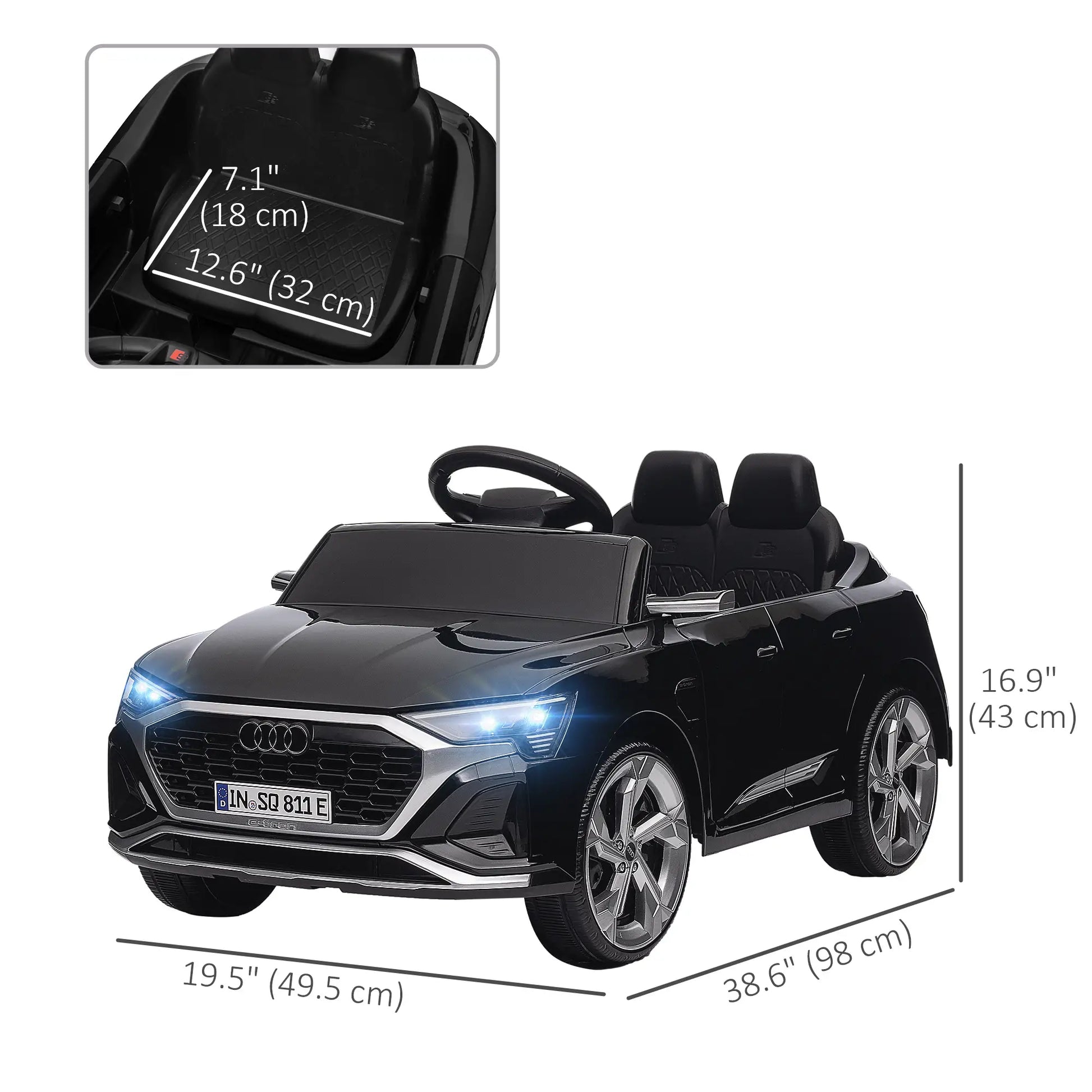 12V Kids Electric Car, Audi Q8 E-Tron Sportback, Remote Control, Black Electric Toy Cars at Gallery Canada