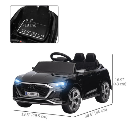 12V Kids Electric Car, Audi Q8 E-Tron Sportback, Remote Control, Black Electric Toy Cars at Gallery Canada