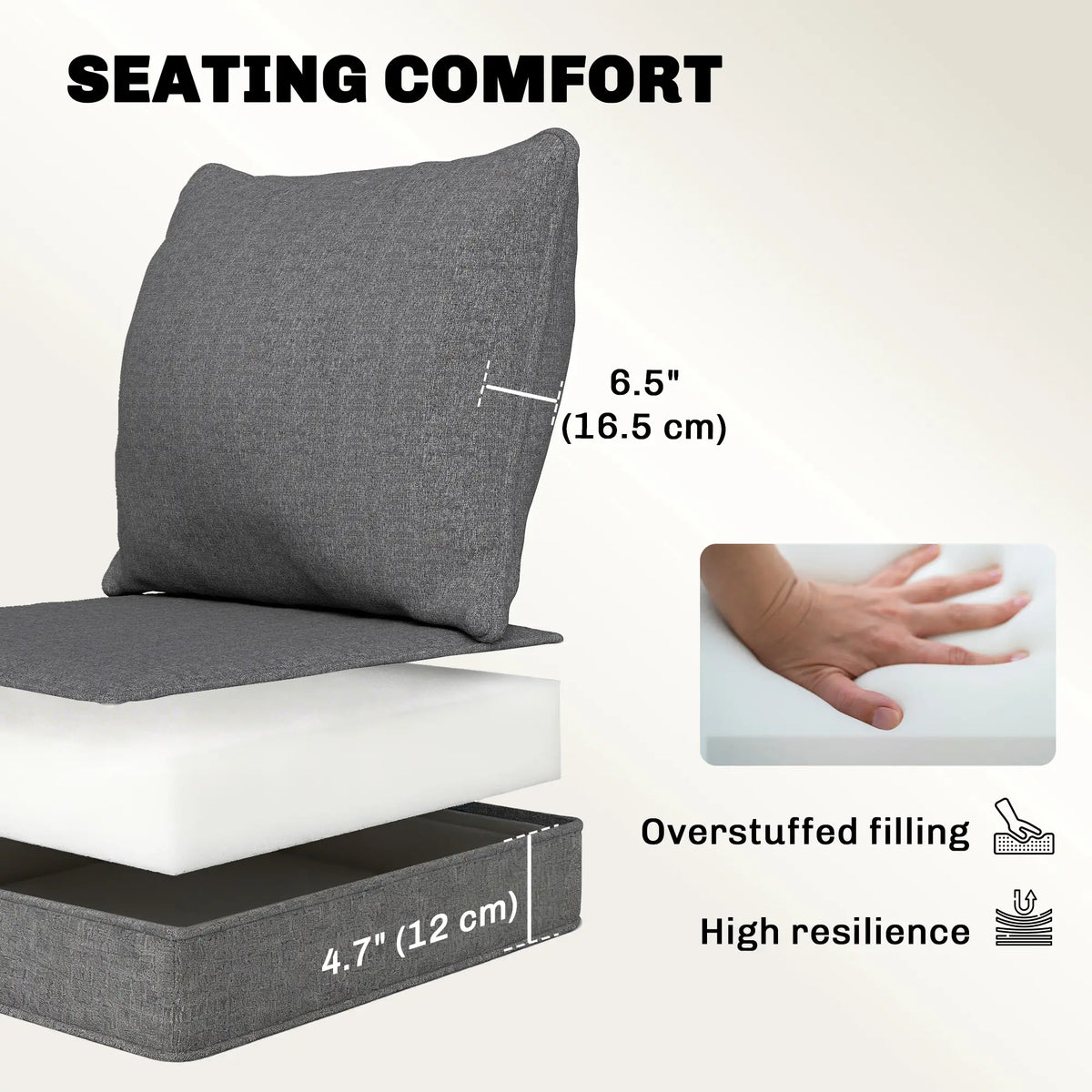 Outdoor Chair Cushions Set Of 4, Fade Resistant, 24" x 24", Grey Patio Chair Cushions at Gallery Canada