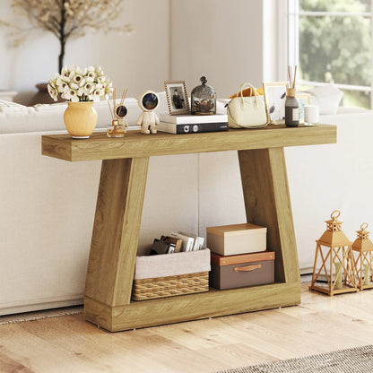 55" Farmhouse Console Table with Storage, Oak Console Tables at Gallery Canada
