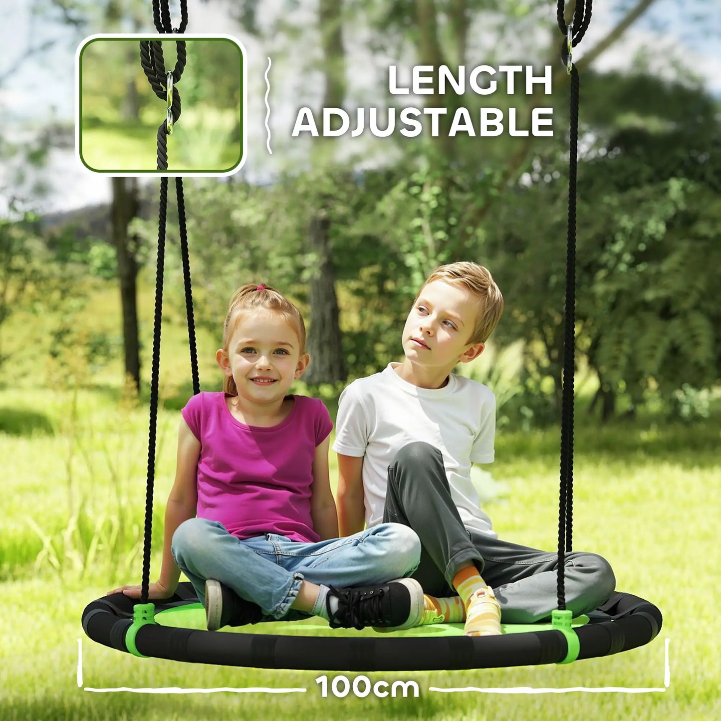 39 Inch Saucer Tree Swing, Adjustable Ropes, Outdoor, Green Gym Sets & Swings at Gallery Canada