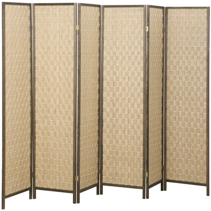 6 FT Room Divider, 6 Panel Folding Privacy Screen, Brown