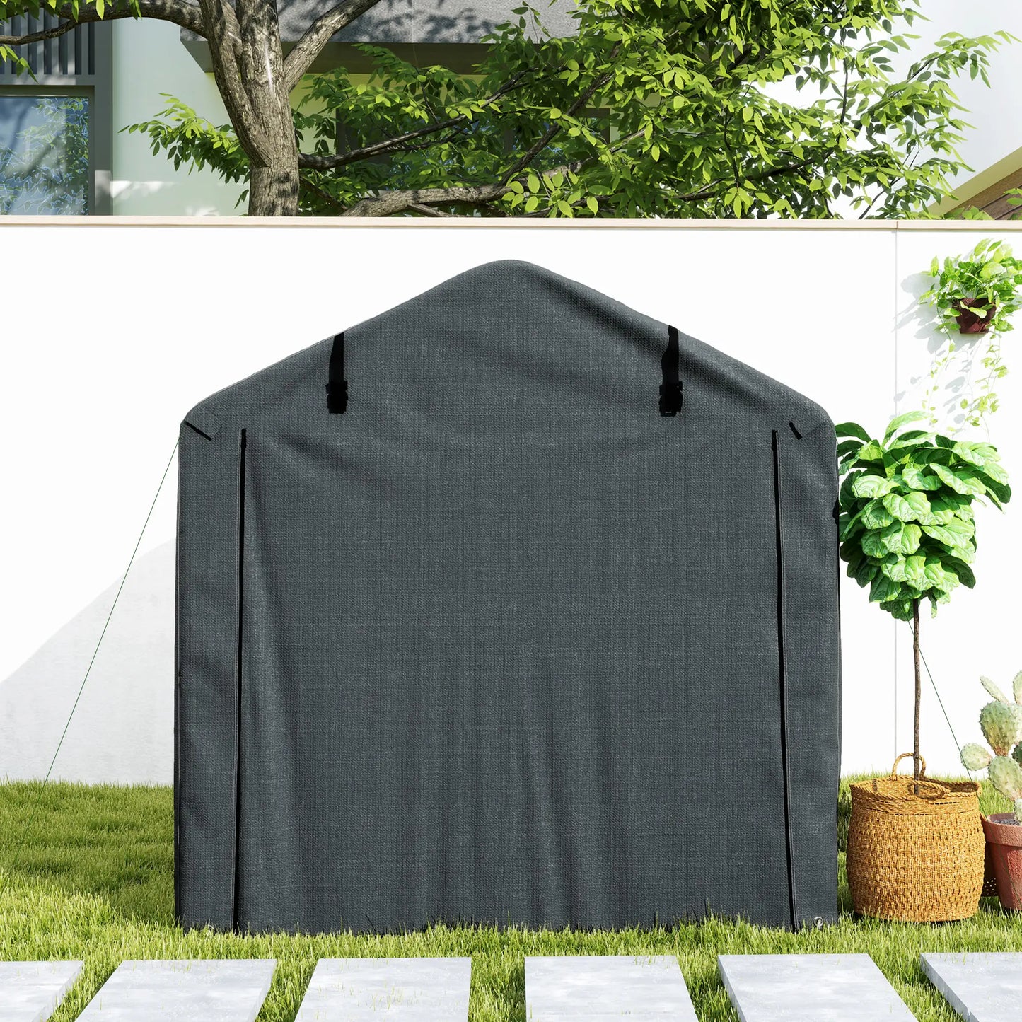 Outdoor Storage Shed, UV Resistant Bike Tent, Roll-up Zipper Door, Dark Grey Sheds at Gallery Canada