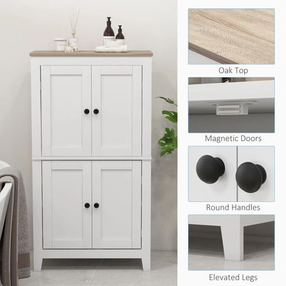 Bathroom Storage Cabinet, Modern Floor Cabinet, 4 Doors, 2 Shelves, White Freestanding Bathroom Cabinets at Gallery Canada