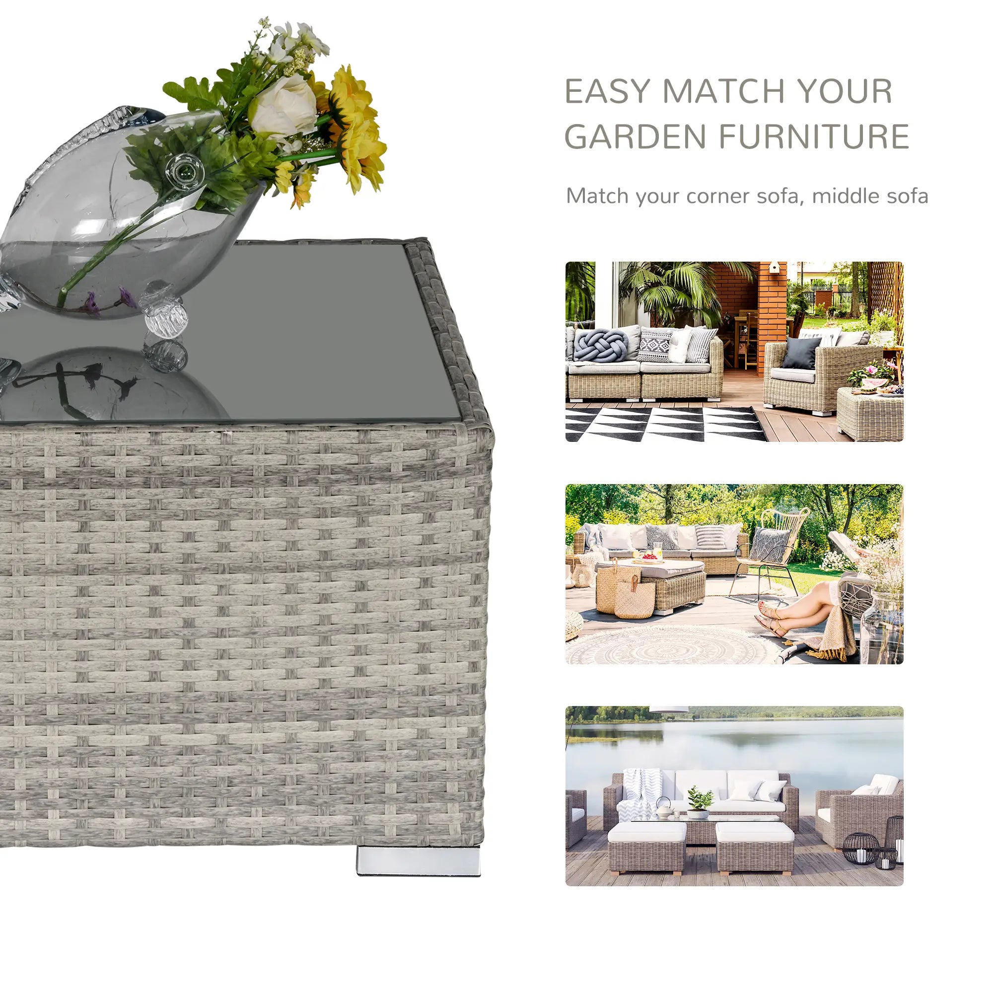 Rattan Garden Coffee Table, 25.6