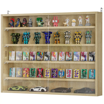 5-Tier Display Cabinet, 2 Glass Doors, 4 Adjustable Shelves, Oak Display Bookshelves Oak at Gallery Canada