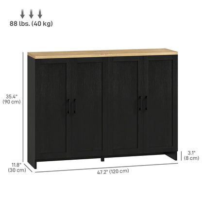 Modern Sideboard Buffet Cabinet, 4 Doors Adjustable Shelves, Black Storage Cabinets at Gallery Canada