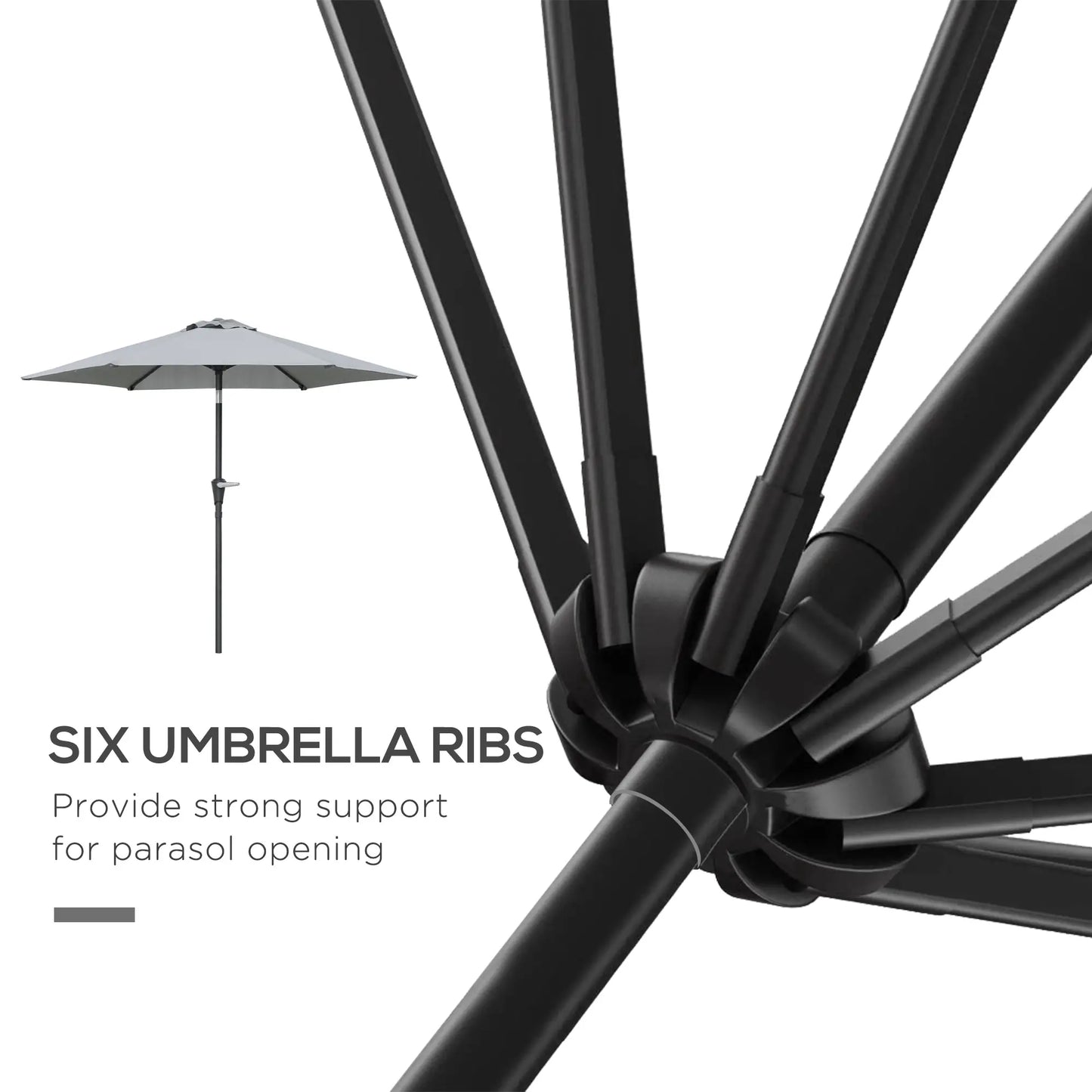 Outdoor Patio Sun Umbrella, 6 Ribs, Light Grey Patio Umbrellas at Gallery Canada