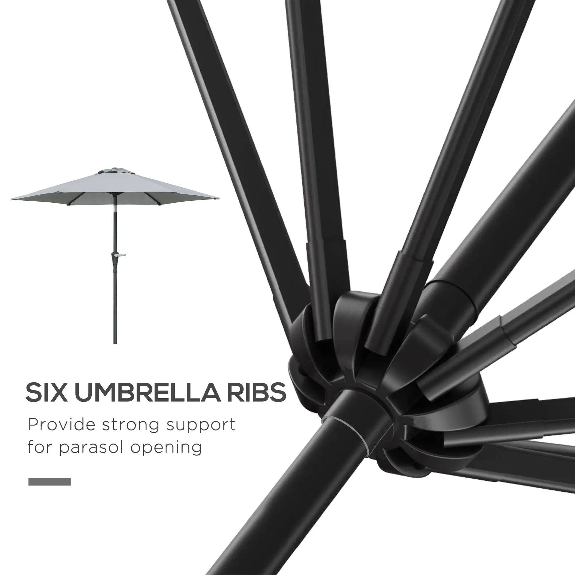 Outdoor Patio Sun Umbrella, 6 Ribs, Light Grey Patio Umbrellas at Gallery Canada