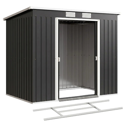 7 x 4ft Galvanised Steel Garden Shed, Foundation Kit, Dark Grey Sheds at Gallery Canada