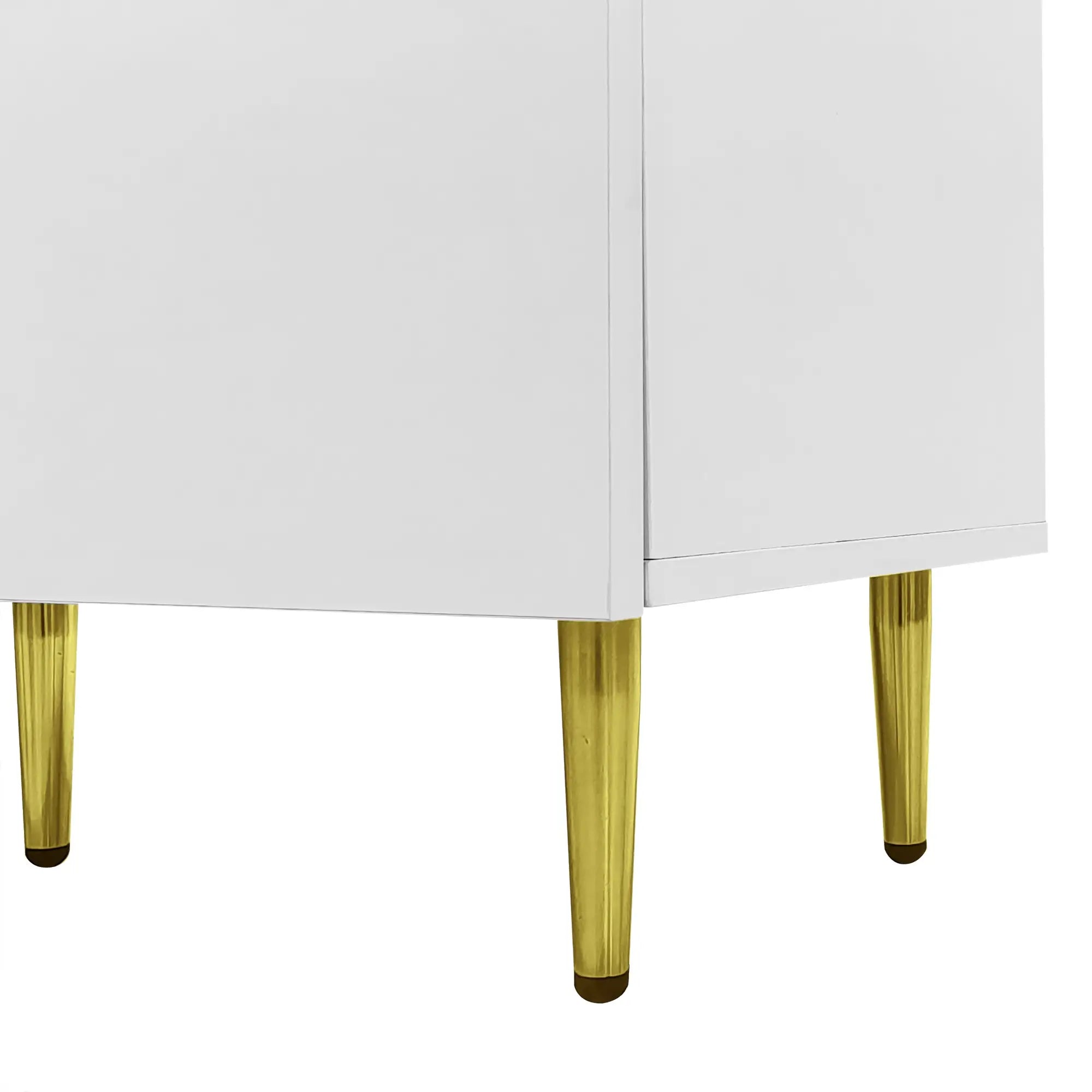 TV Stand, 4 Doors, Handles, Tempered Glass, LED Light, 67